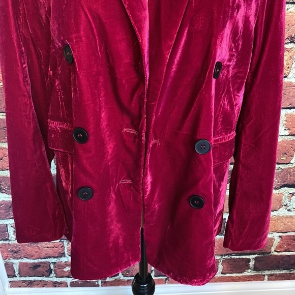 Sans Souci Pink Fuchsia Velvet Plush Double Breasted Blazer Size S - Picture 4 of 10
